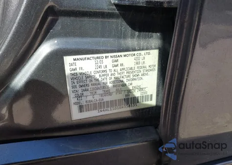 2006 Nissan Altima 2.5 S из США, поврежденный, VIN 1N4AL11D16N358535